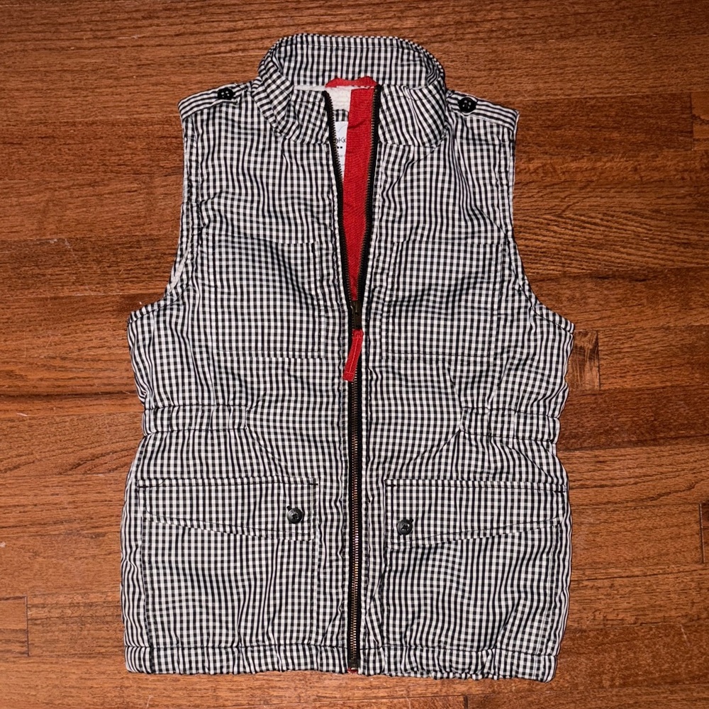 Gap Kids Black and White Gingham Vest Jacket Coat with Red Accents Size XXL